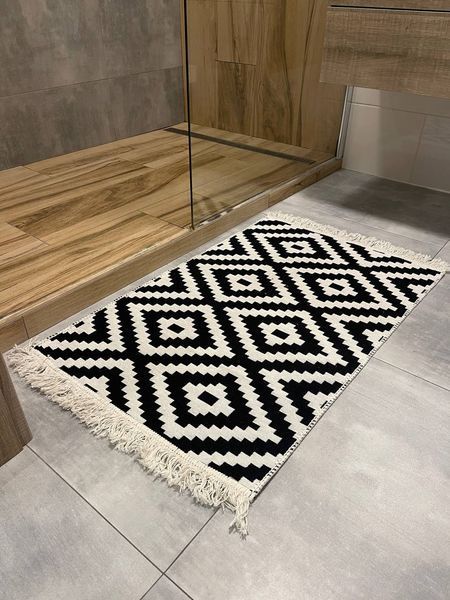 Безворсовий килим "White and Black" HP009 - магазин килимів Decomo